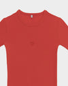 BASERANGE Hollow heart-shaped round neck slim long-sleeved T-shirt bottoming shirt TOHLS MY RED